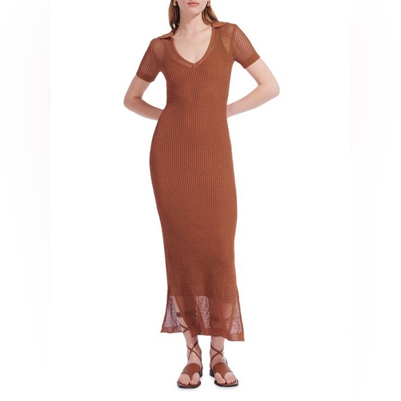 STAUD Oceane Crochet Maxi Dress. Size L - Picture 3 of 11